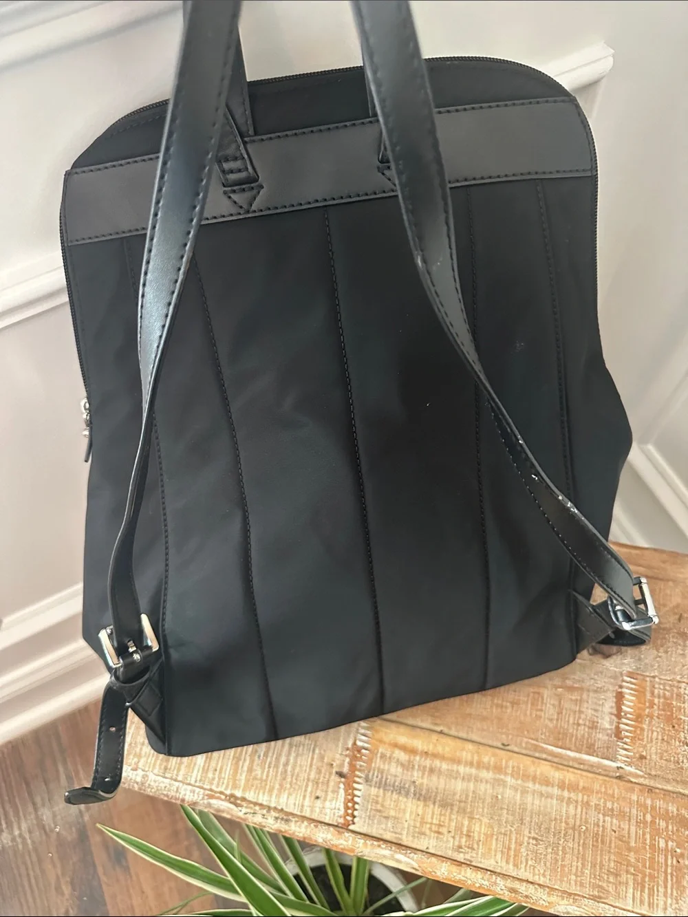 Michael Kors Woman’s Black Nylon Backpack with Front Zip Pocket